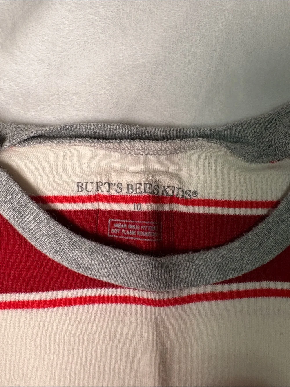Kids Burts Bees Red and Cream Stripe Pajama Set